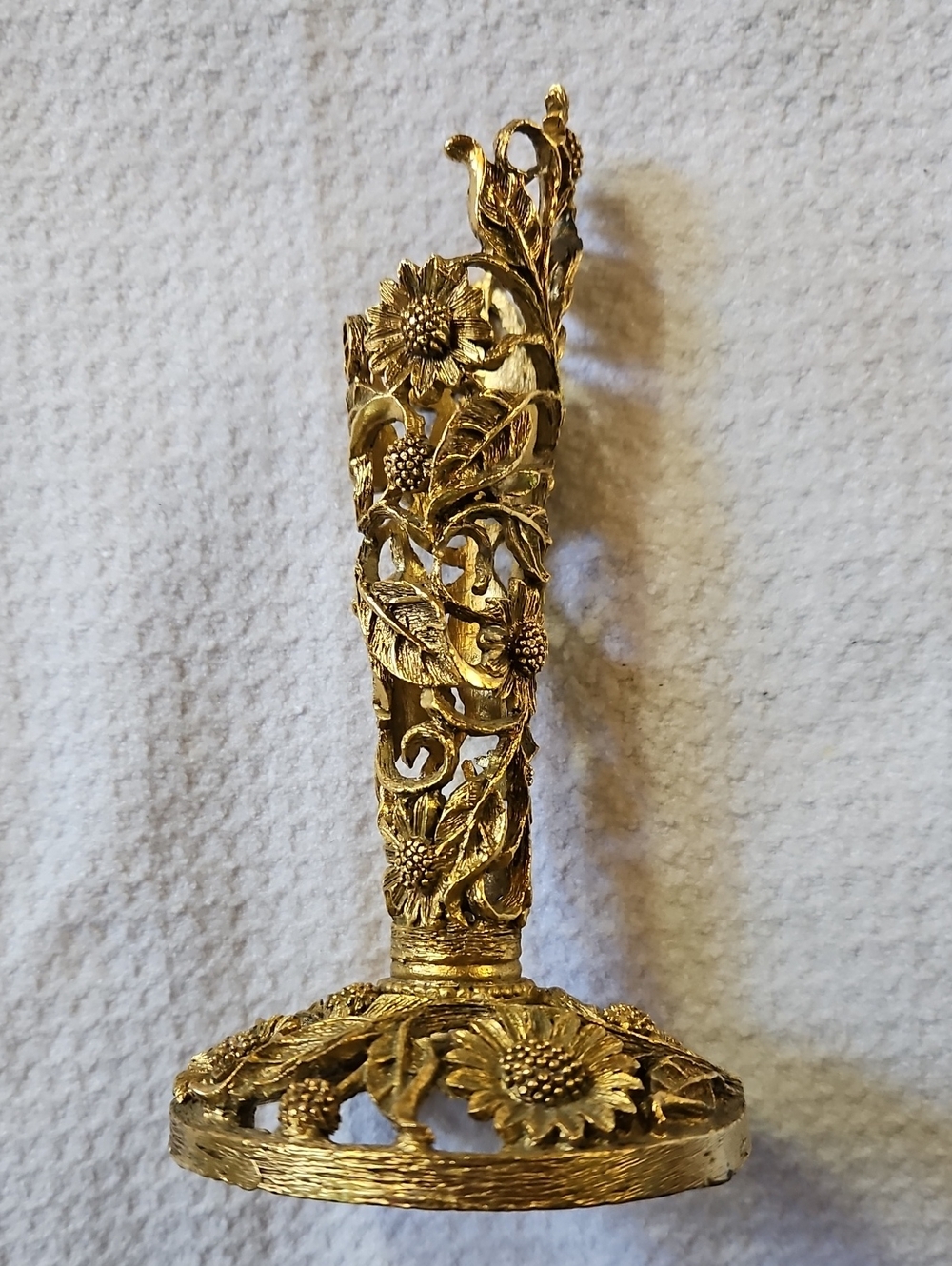 Vintage Matson Ormolu Gold Tone Metal Filigree Bud Vase Holder 1940's